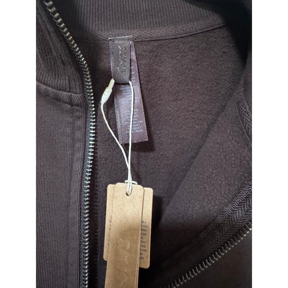 SKIMS Boyfriend Slouchy Quarter Zip Oversized Sweater Large Color Espresso - Picture 8 of 9